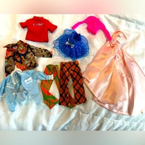 Barbie & Ken Doll Clothes Vintage Clothing Lot Ball Gown Paisley 70’s Some Tags